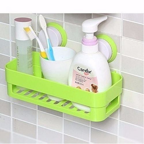 Wall Mount Storage Basket With Suction Cups- Green Blue
