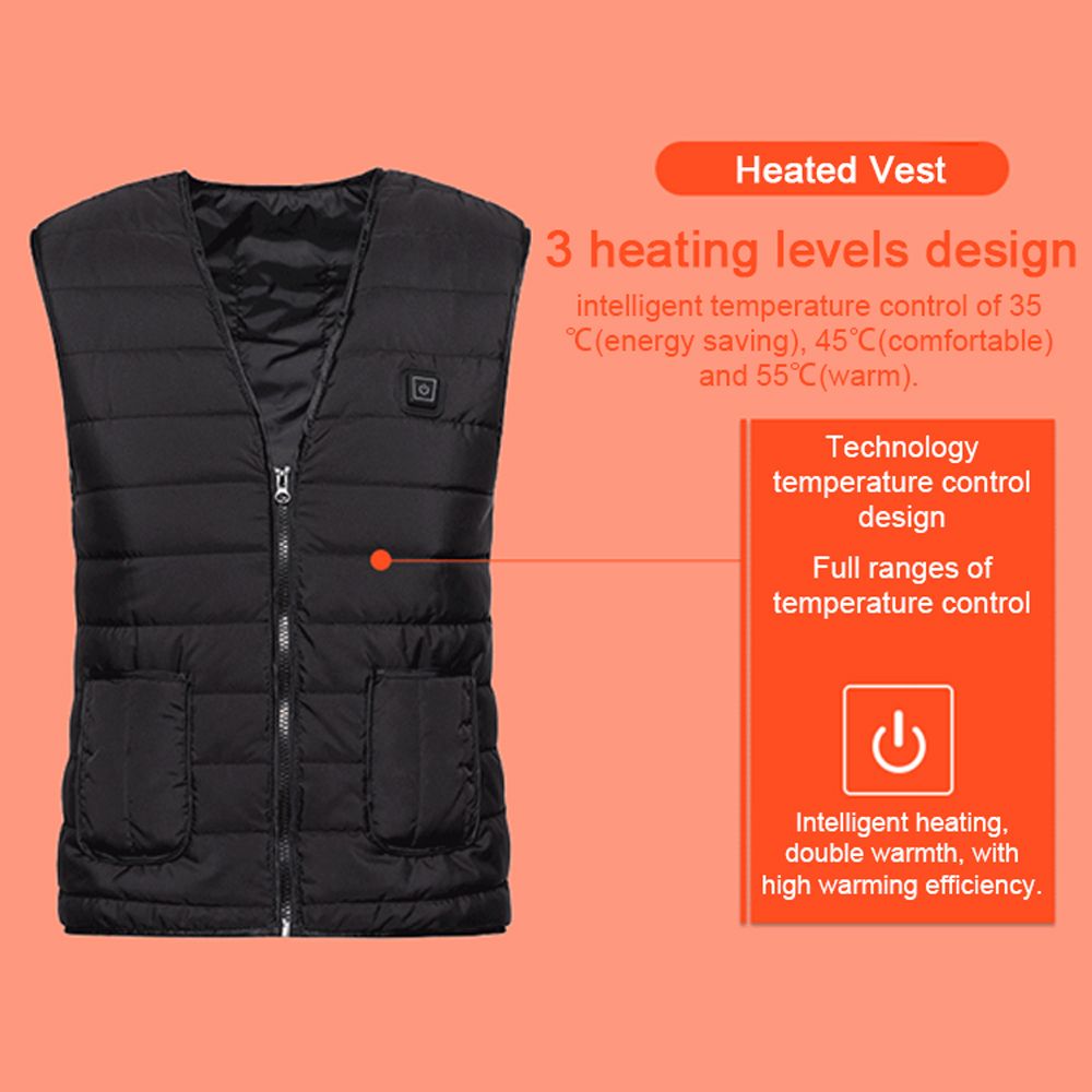 Washable Heated Vest Usb Cold-Proof Waistcoat Far Infrared