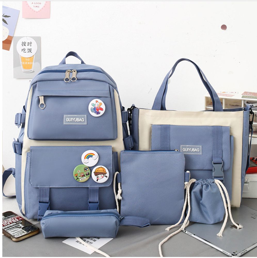 4 Pieces/set School Bag Teenager Women Backpack