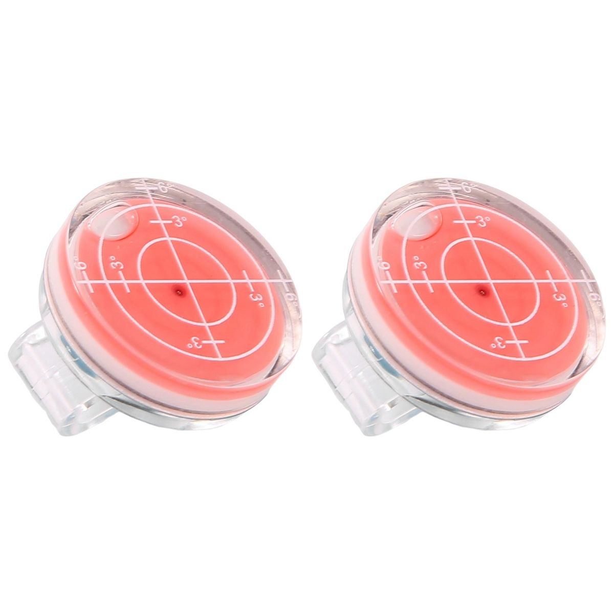 2Pcs Ball Markers Hat Clip Plastic Golf Putting Aid Round Bubble Level High Precision Reader
