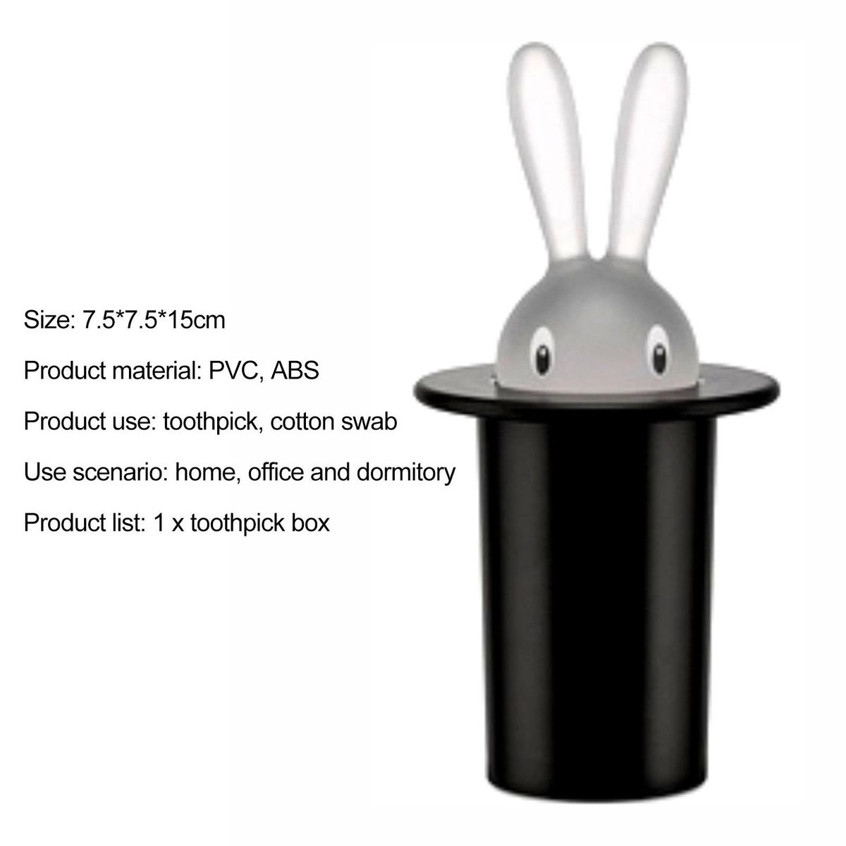 Toothpick Holder Cartoon Swab Toothpick Storage Box Black