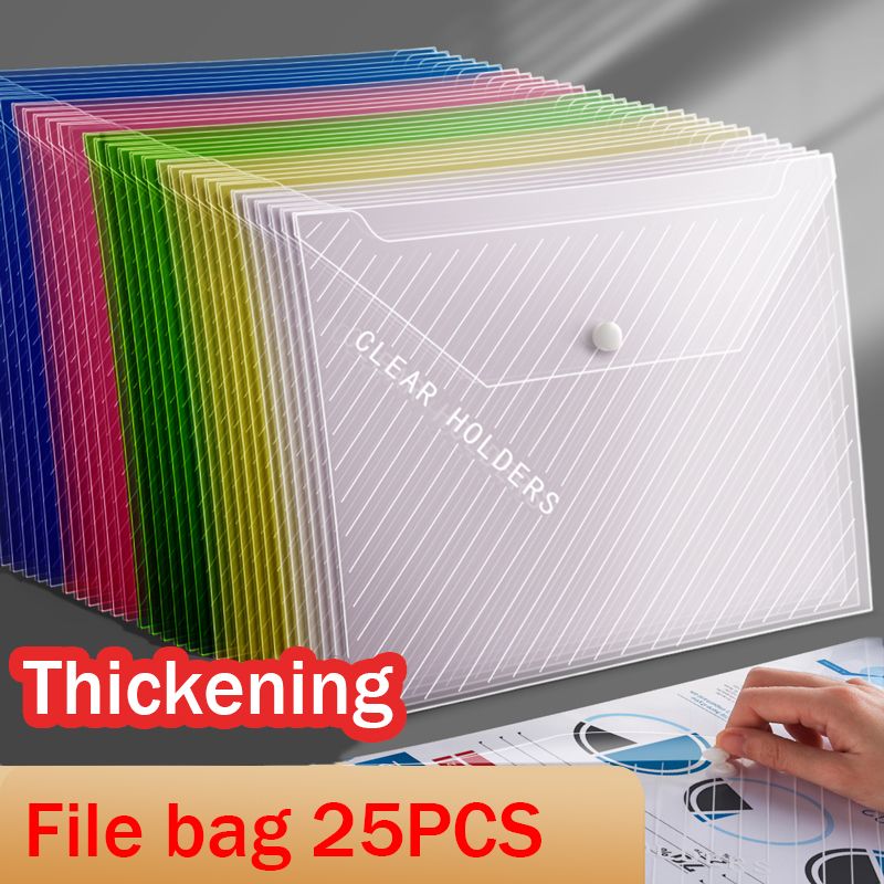 25pcs File Bag Transparent Plastic Folders