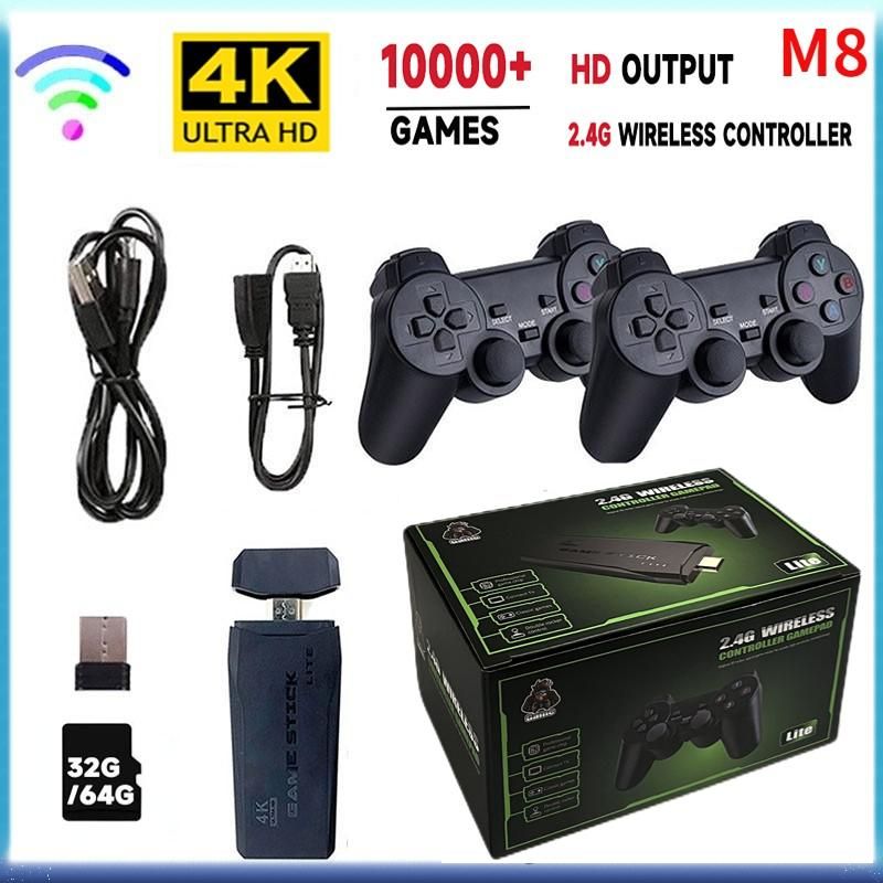 Video Game Sticks M8 Console 2.4G Double Wireless Controller Game Stick 4K 10000