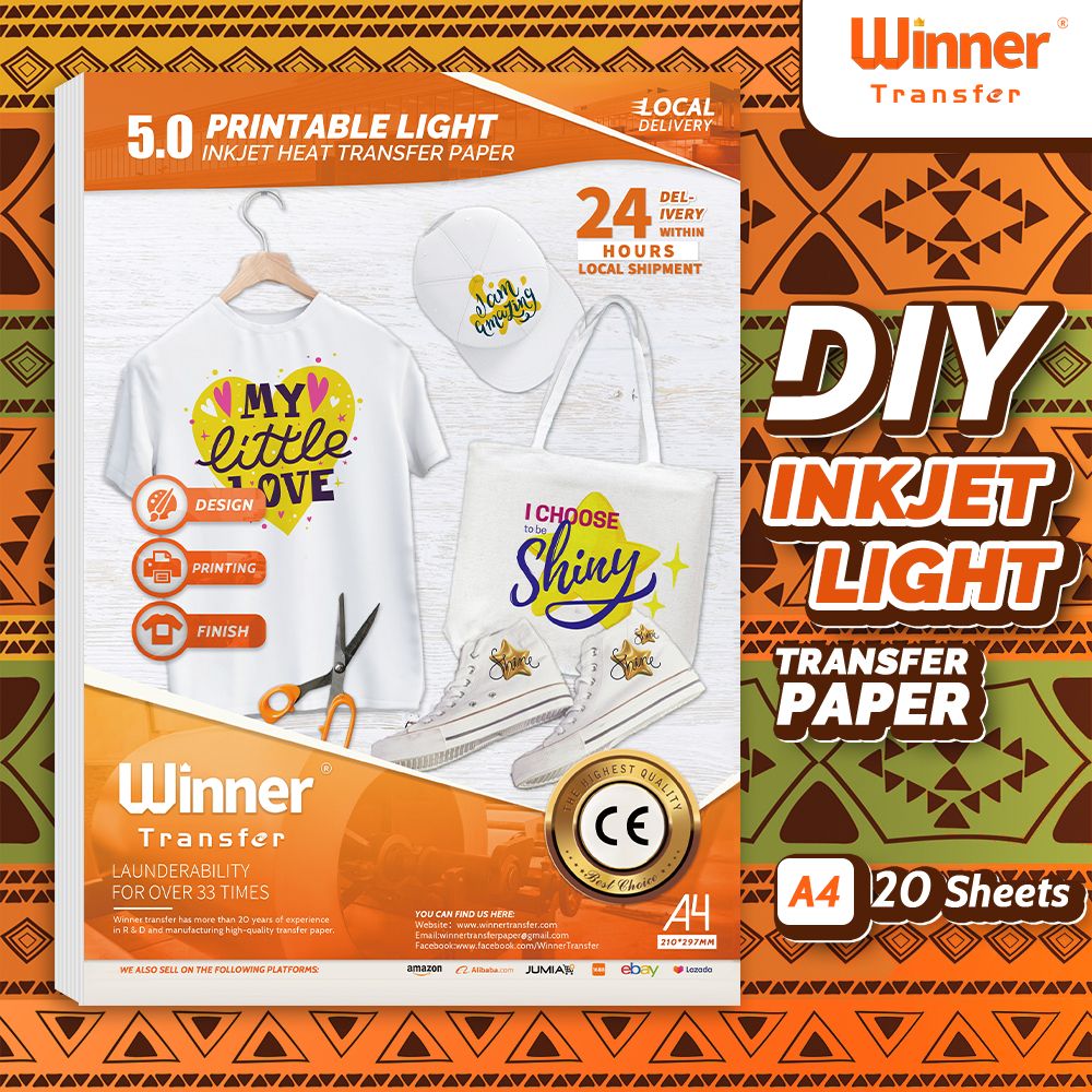 Inkjet Light Heat Transfer Paper Only For Professional Heat Press Machine 20pcs