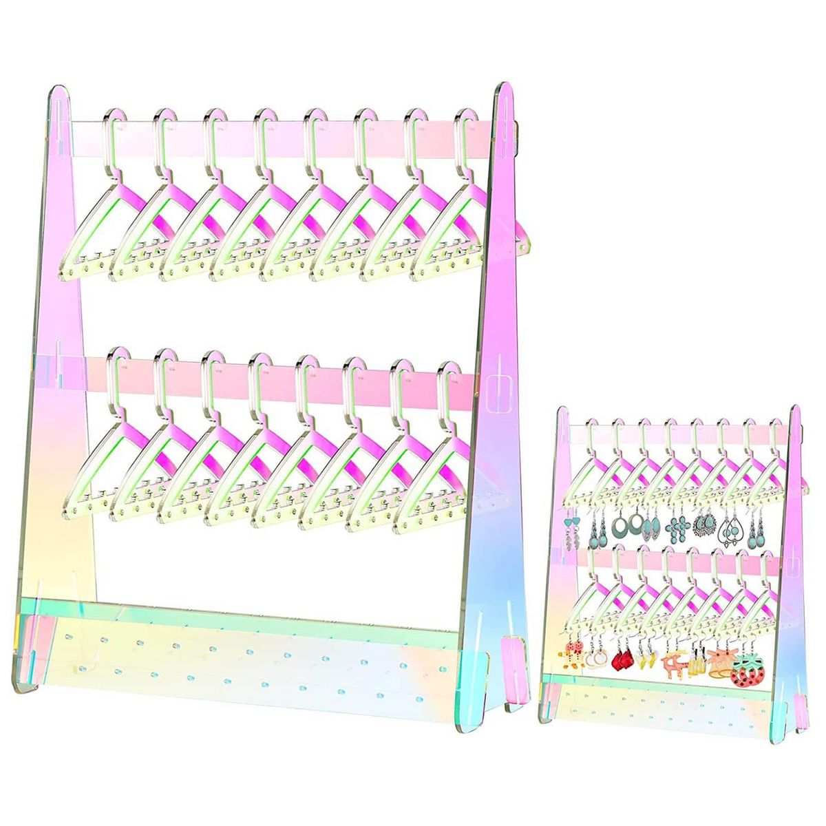 Jewelry Stand with Mini Hangers Acrylic Jewelry Storage Rack for Women Multicolor