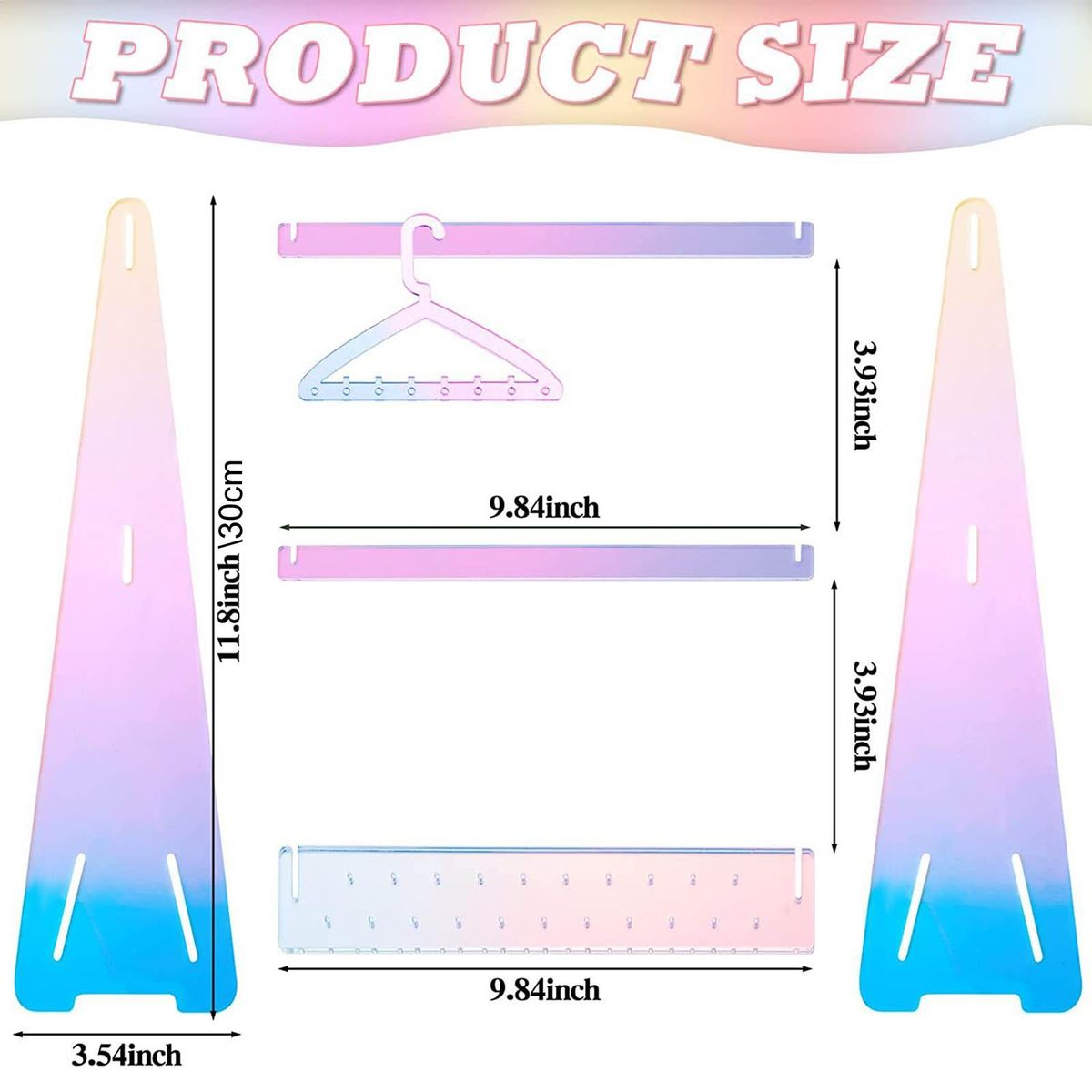 Jewelry Stand with Mini Hangers Acrylic Jewelry Storage Rack for Women Multicolor