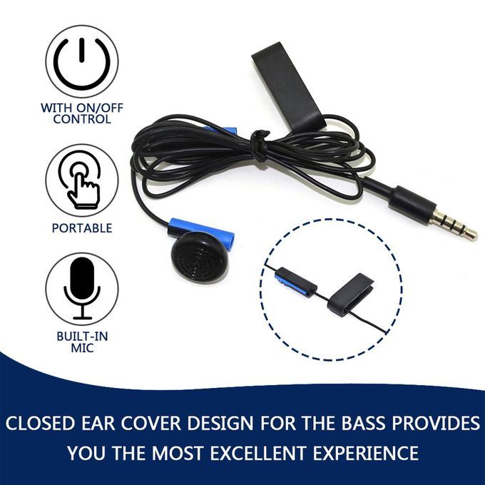 Gaming Earphone  Ontroller Earphone Repla Ement For Sony For PS4 With Mi -Black & Blue