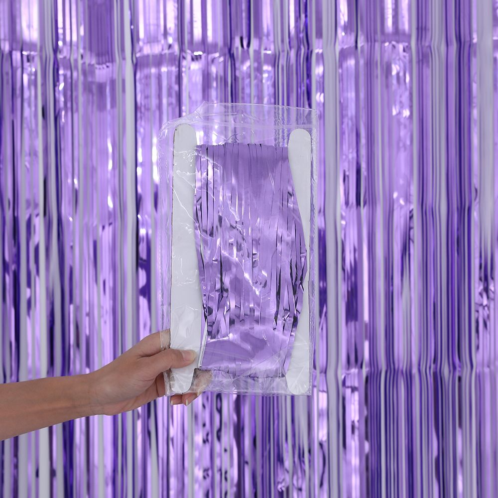 1*2M Rose Gold Metallic  Tinsel Fringe Curtain Door Rain Home-purple