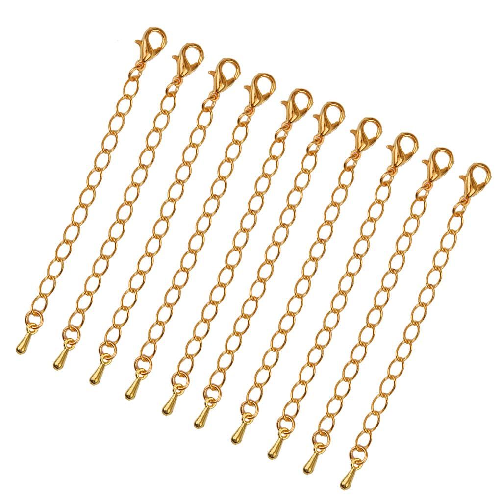 10x Alloy Necklace Accessories Extenders With Lobster Clasp Gold Gold