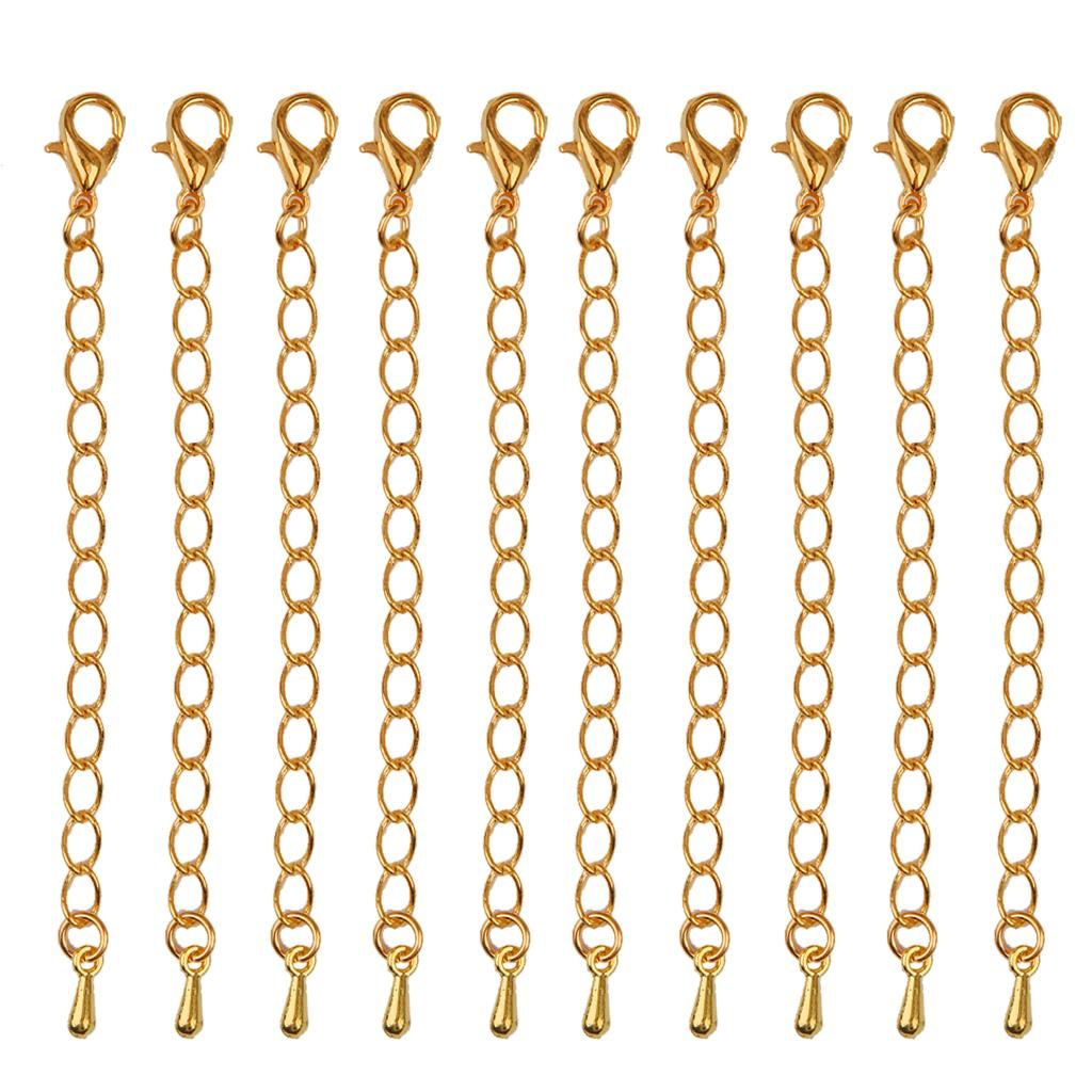 10x Alloy Necklace Accessories Extenders With Lobster Clasp Gold Gold