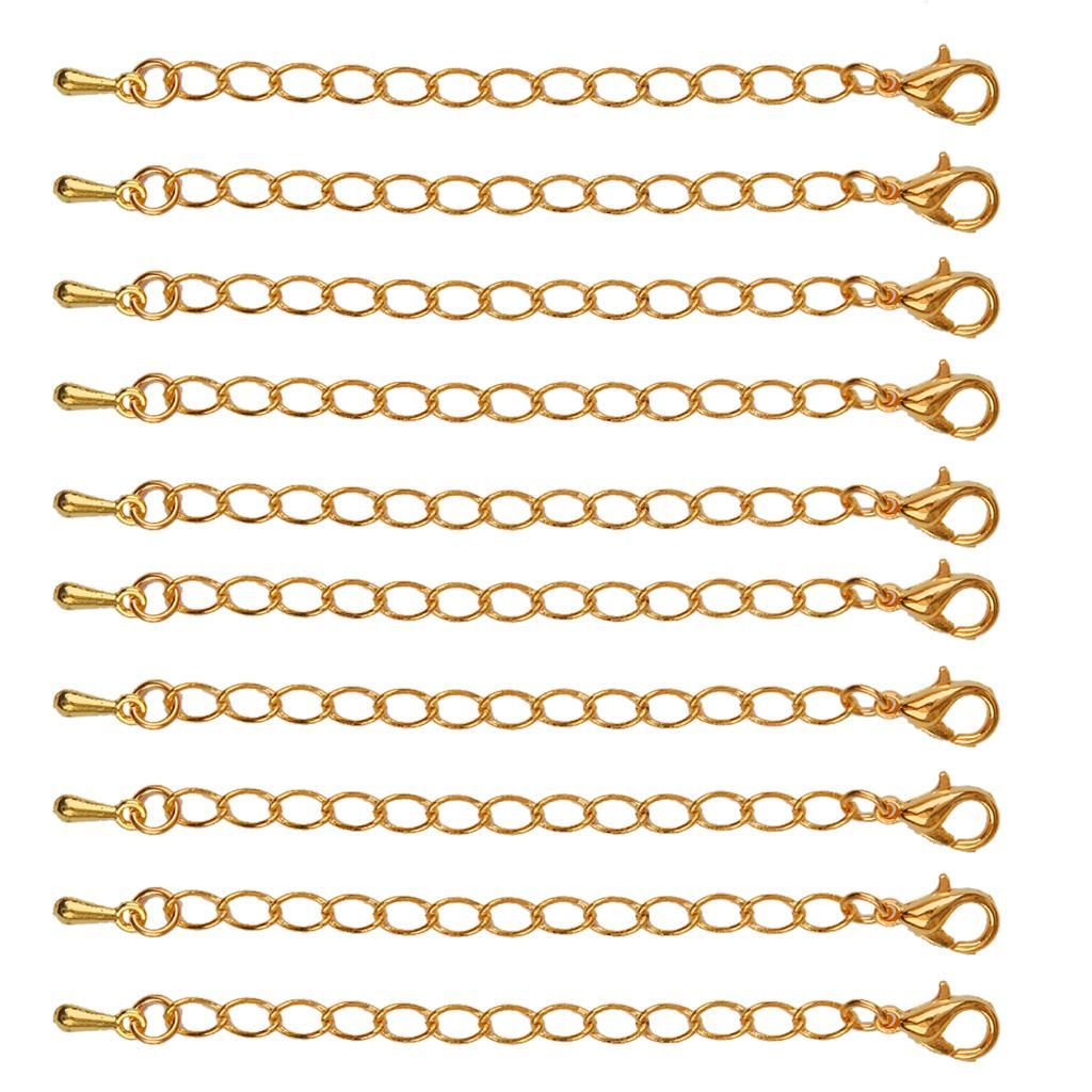 10x Alloy Necklace Accessories Extenders With Lobster Clasp Gold Gold
