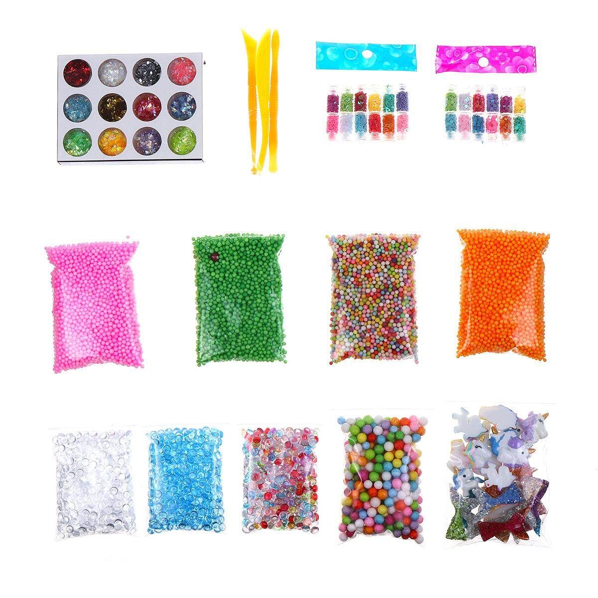 Slime Stuff Charm Fishbowl Beads Glitter Pearls Slime Mylar Flake Slime Containers With Foam Balls - 02# Unicorn 73 Piece Set