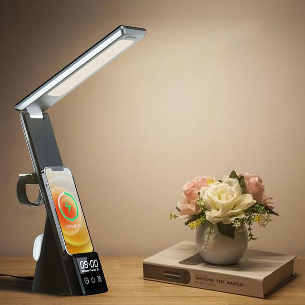 LED Desk Lamp With Phone Wireless Charger, USB Charging