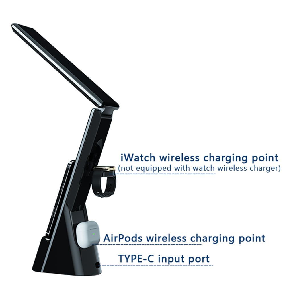 LED Desk Lamp With Phone Wireless Charger, USB Charging