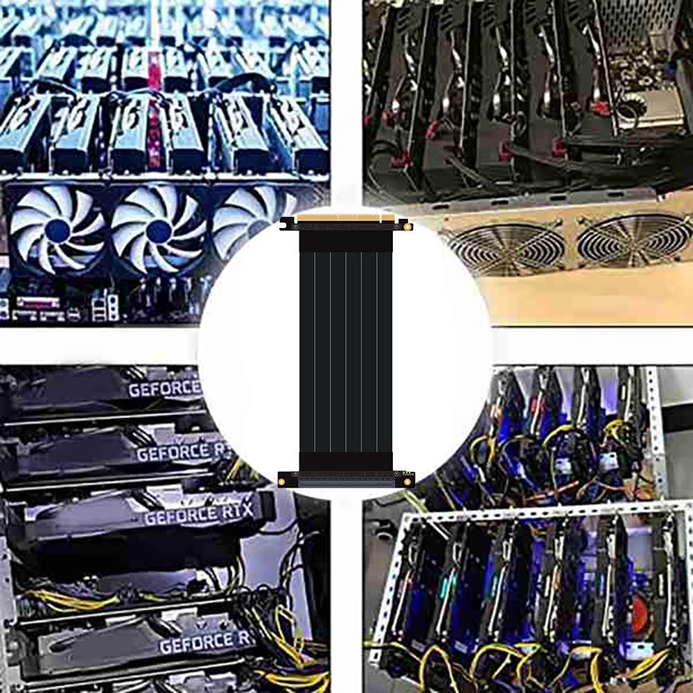 PCIE 3.0 Graphics Card Extension Cable PCI-E 16X to 16X Right Angle GPU Extension Cable Mining Card Connector 30 cm