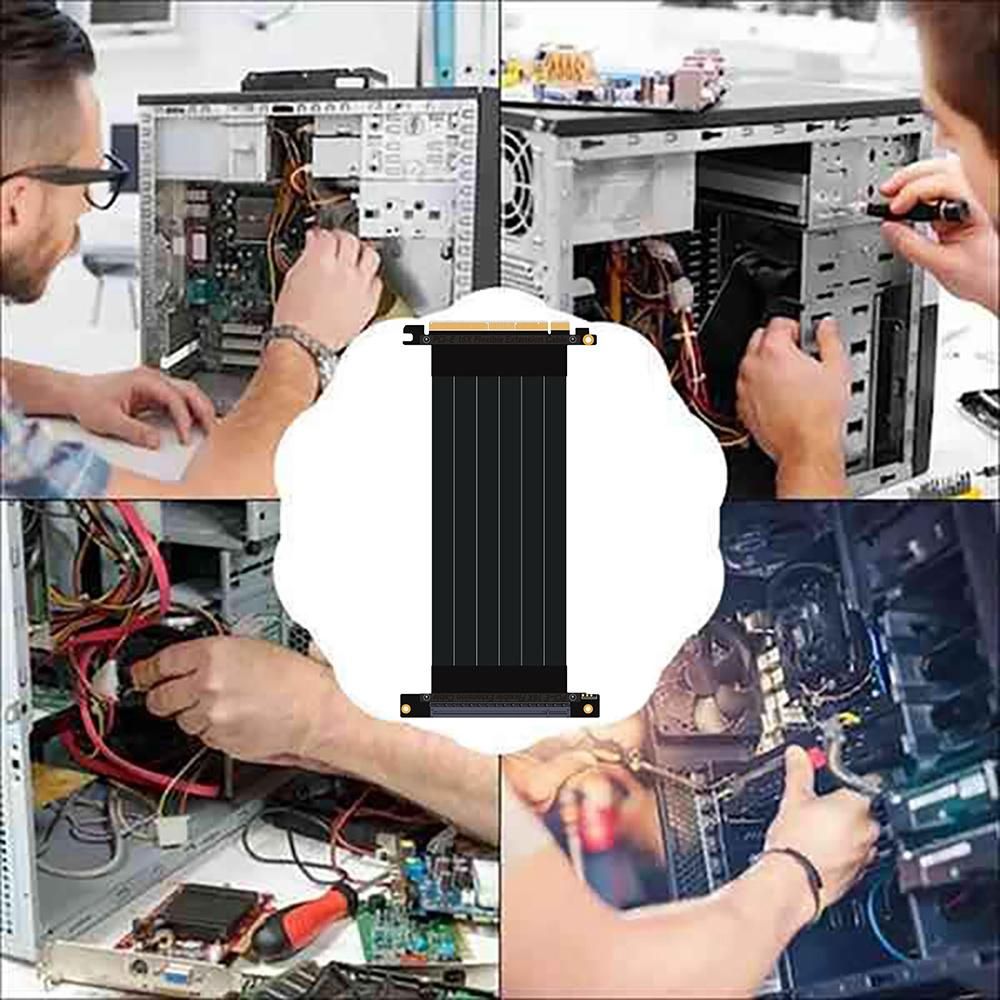 PCIE 3.0 Graphics Card Extension Cable PCI-E 16X to 16X Right Angle GPU Extension Cable Mining Card Connector 30 cm