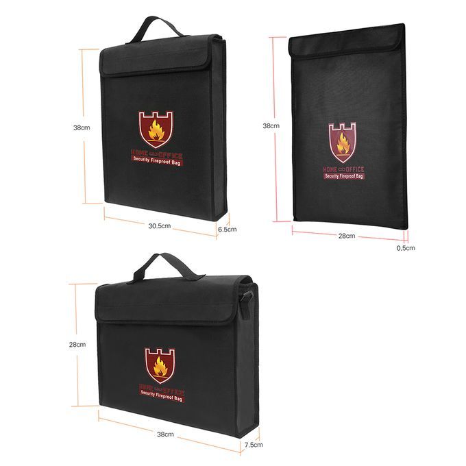 38*28*7.5cm Fireproof Money Document File Bag Pouch Cash Cards