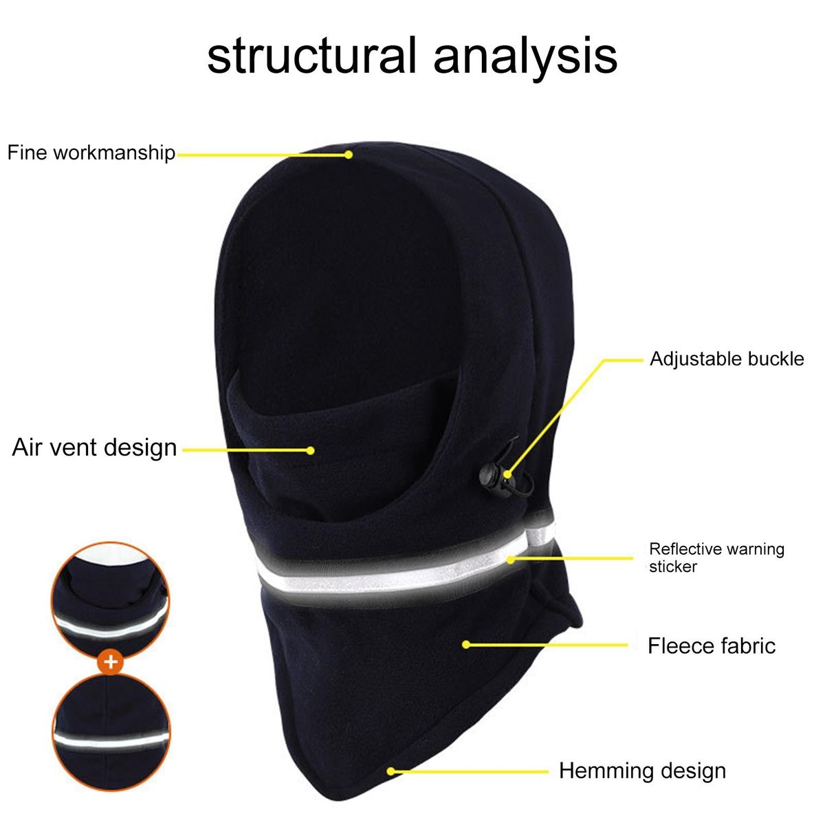 Head Neck Warmer Cold Weather Face And Neck Cover Navy Blue