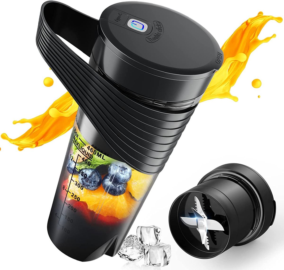 Portable Blender For Shakes Smoothies Rechargeable Black