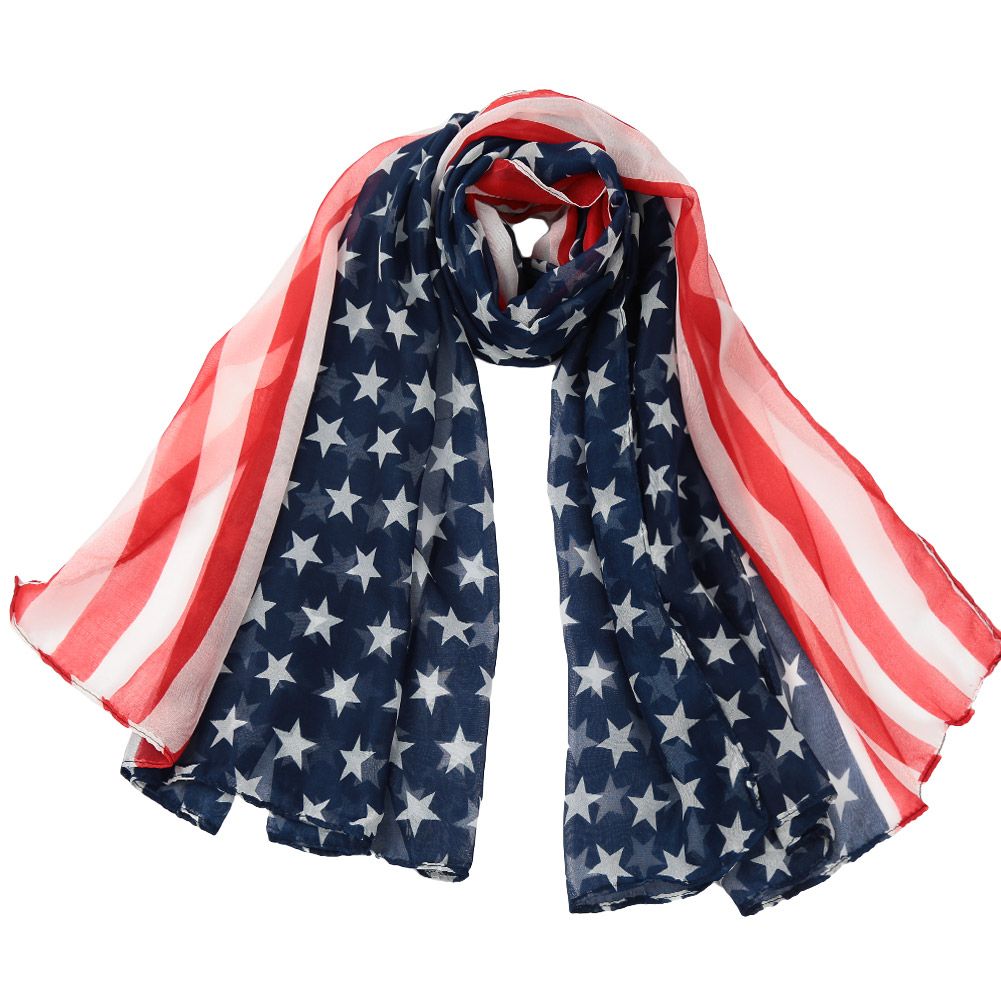 Fashion Women Men Children Chiffon Scarf American Flag Stars