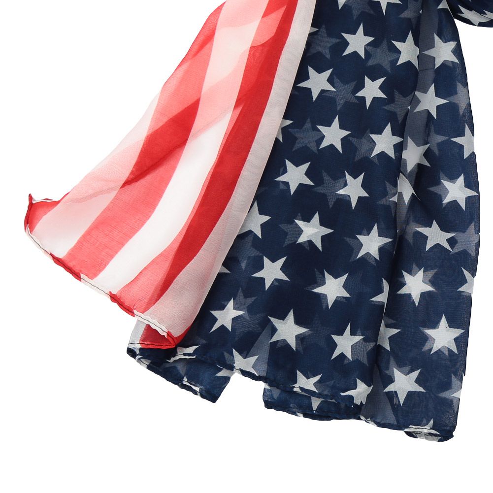 Fashion Women Men Children Chiffon Scarf American Flag Stars