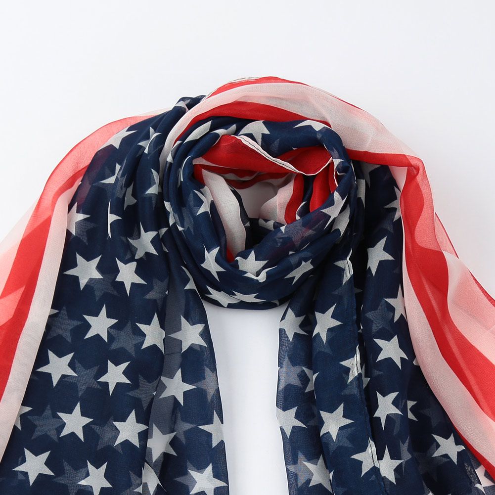Fashion Women Men Children Chiffon Scarf American Flag Stars