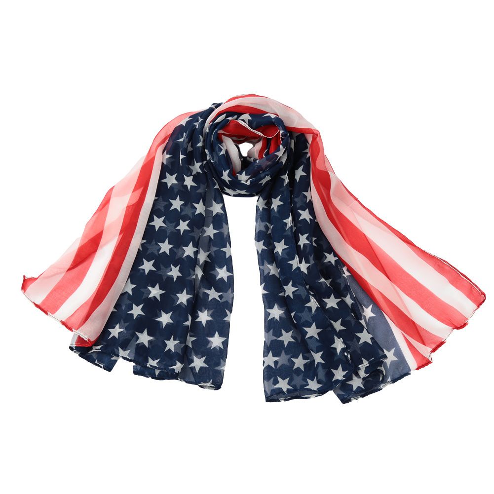 Fashion Women Men Children Chiffon Scarf American Flag Stars