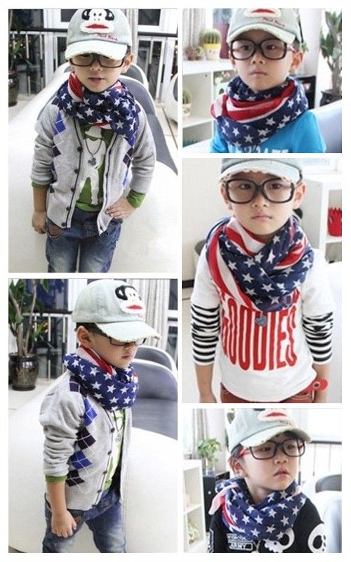 Fashion Women Men Children Chiffon Scarf American Flag Stars
