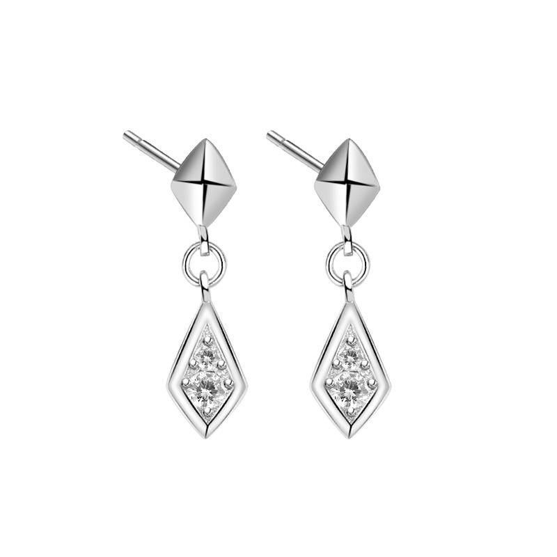 S925 Sterling Silver Earrings Korean Edition East Gate Simple and Versatile Personalized Diamond Zircon Earrings