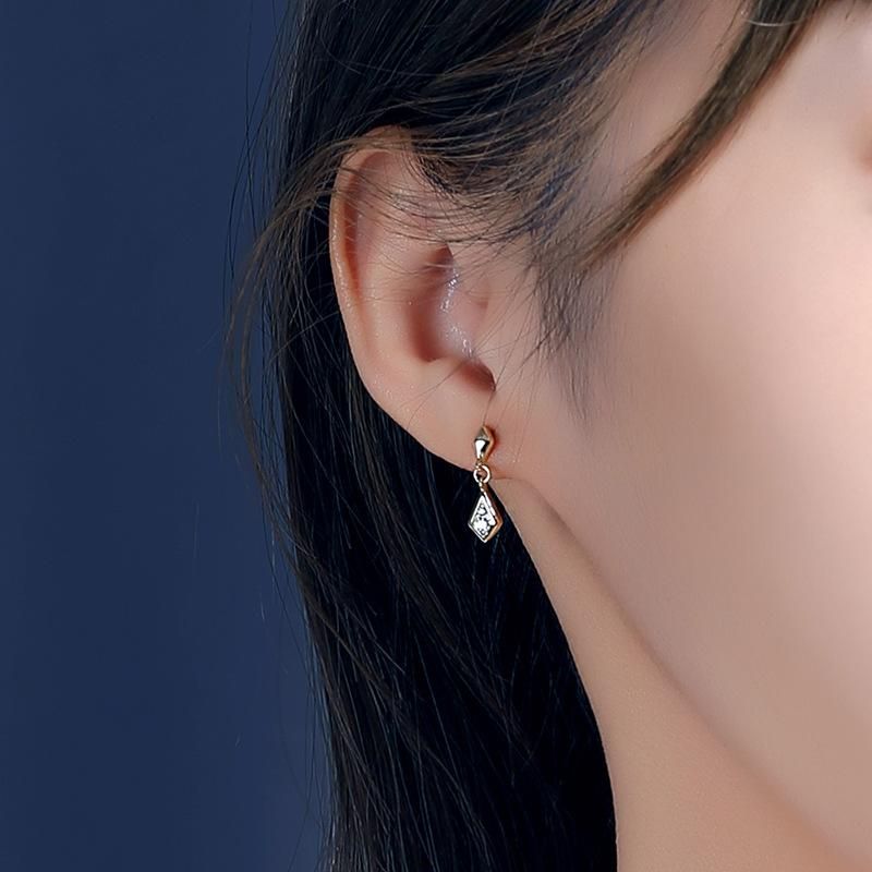 S925 Sterling Silver Earrings Korean Edition East Gate Simple and Versatile Personalized Diamond Zircon Earrings