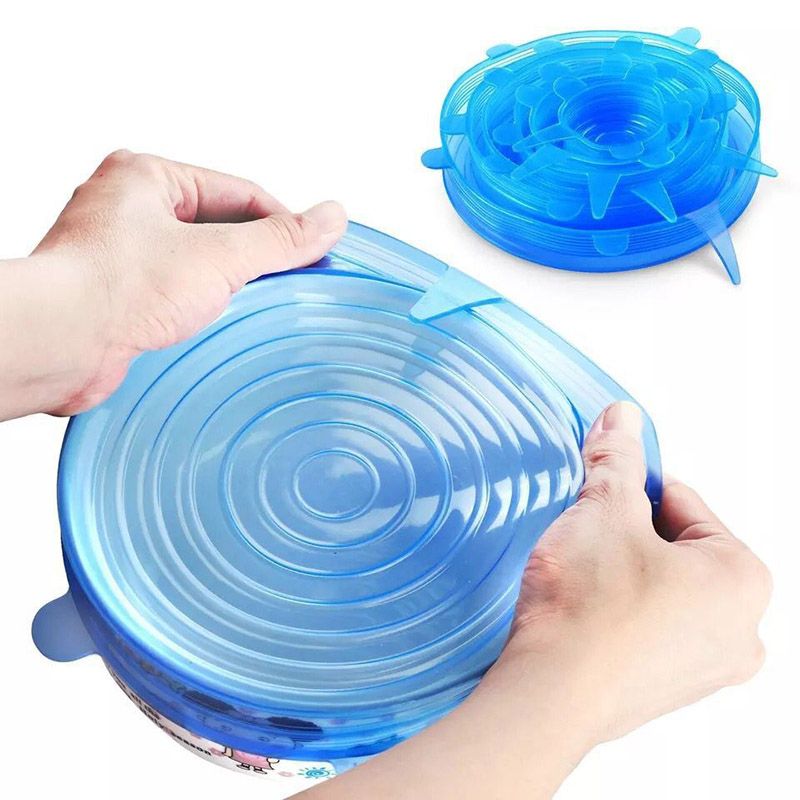 6 Pcs Silicone Stretch Lids Reusable Airtight Food Wrap Covers Keeping Fresh Seal Bowl Stretchy Wrap Cover Kitchen Cookware-Type 1