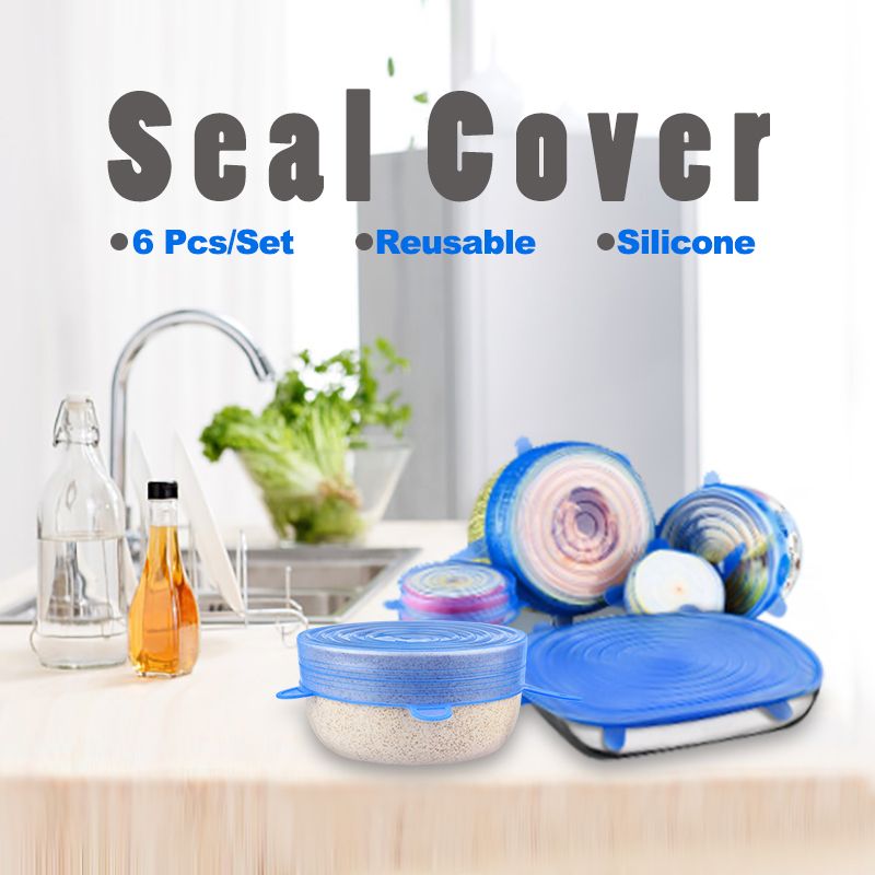 6 Pcs Silicone Stretch Lids Reusable Airtight Food Wrap Covers Keeping Fresh Seal Bowl Stretchy Wrap Cover Kitchen Cookware-Type 1