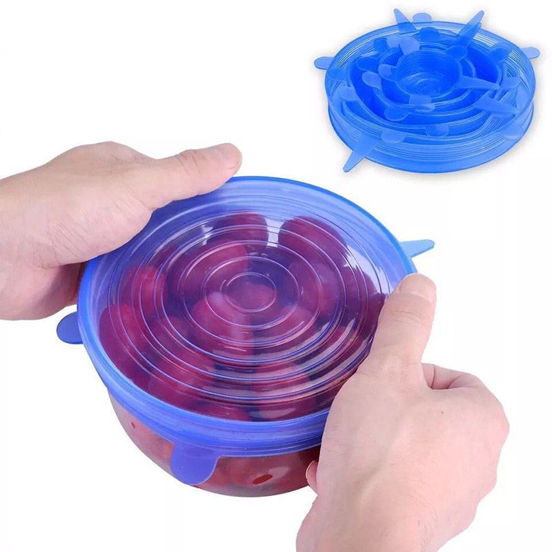6 Pcs Silicone Stretch Lids Reusable Airtight Food Wrap Covers Keeping Fresh Seal Bowl Stretchy Wrap Cover Kitchen Cookware-Type 1