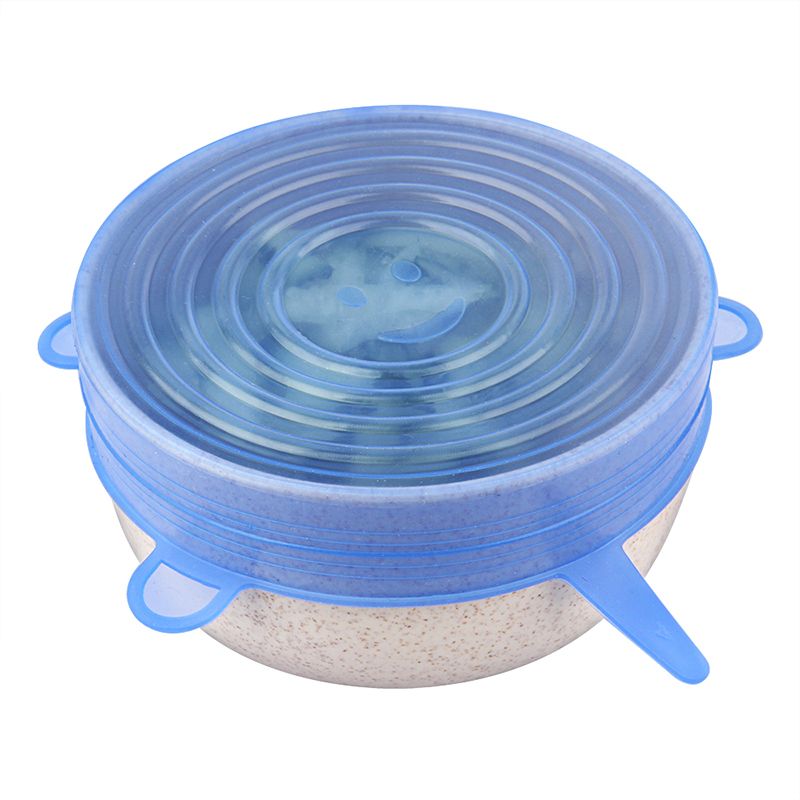 6 Pcs Silicone Stretch Lids Reusable Airtight Food Wrap Covers Keeping Fresh Seal Bowl Stretchy Wrap Cover Kitchen Cookware-Type 1