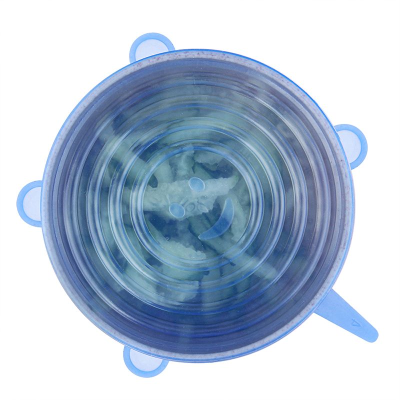 6 Pcs Silicone Stretch Lids Reusable Airtight Food Wrap Covers Keeping Fresh Seal Bowl Stretchy Wrap Cover Kitchen Cookware-Type 1