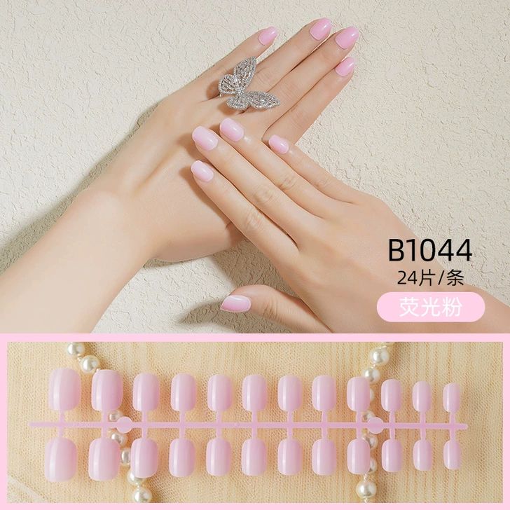 24Pcs Short Powder Fake Press On Nails+ Prep Kit