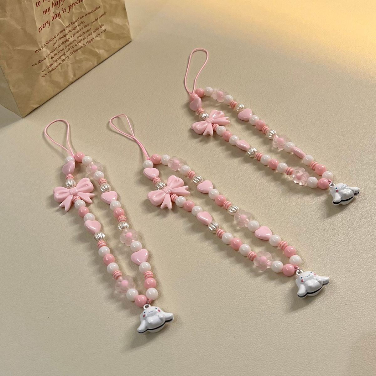 Kawaii Cinnamoroll Kuromi Sanrio Girls Diy Beaded Mobile