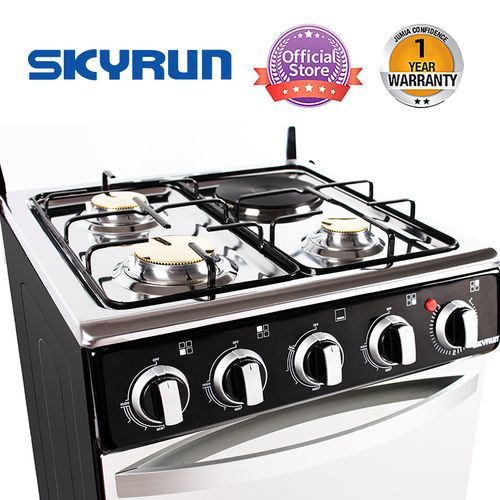 3 Burners+1 Electric Hotplate Gas Cooker (GCS-3G1E/X) -Black