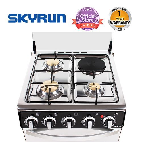 3 Burners+1 Electric Hotplate Gas Cooker (GCS-3G1E/X) -Black
