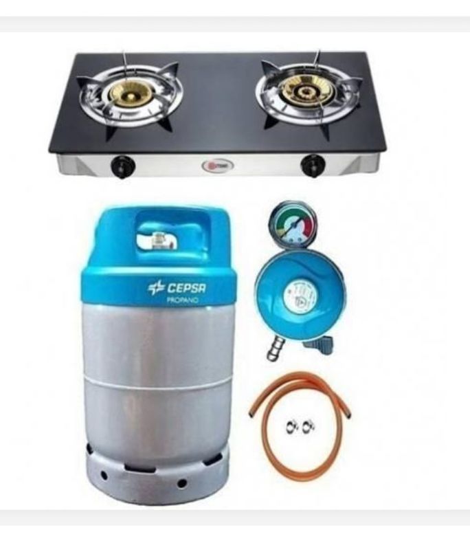 12.5kg Gas Cylinder,Glass Top Cooker,Regulator,Hose ,Clips