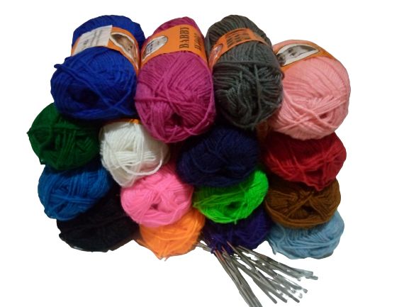 16 Pieces Colorful Knitting Yarn + 12 Crochet Pins