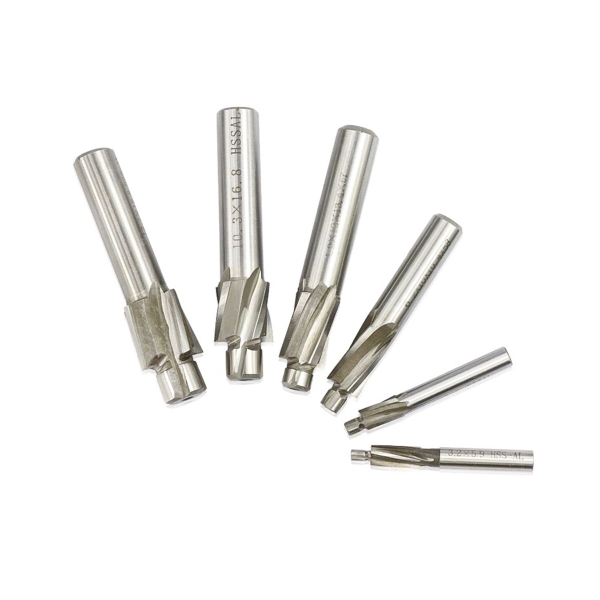 Guide Slotted Countersunk Die M3-M12 Milling Cutter 7 Pieces of 4-Tooth High-Speed Steel Milling Cutter