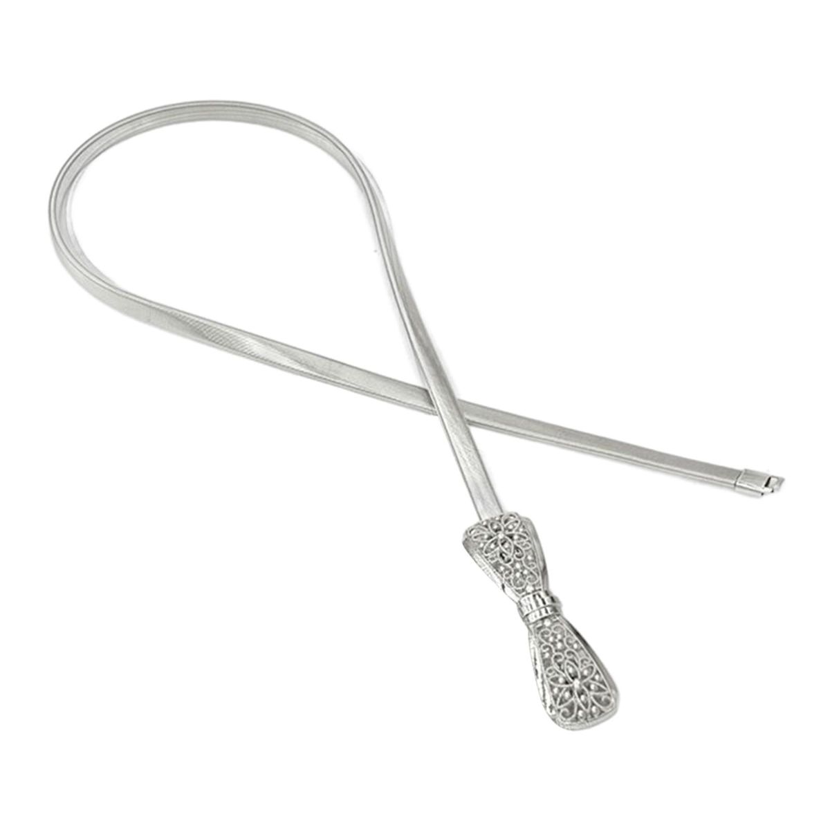 Womens Ladies Skinny Dress Belt Stretch Metal Chain Waist Belt Silver