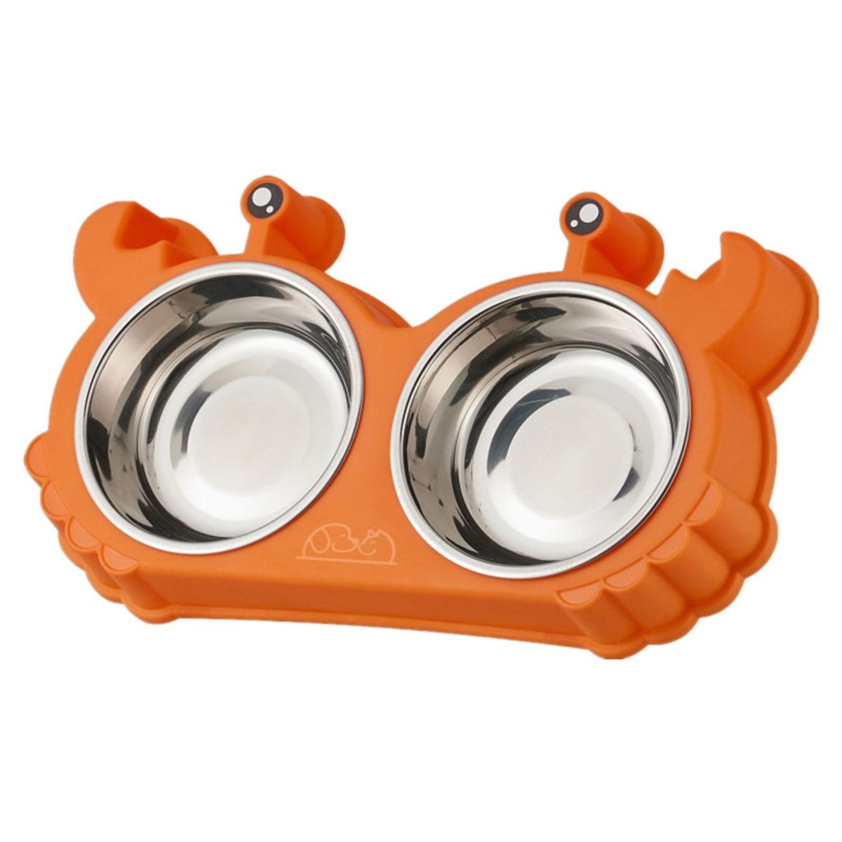 Easy-to-clean Bowl Double Delight Stainless Steel Pet Bowl Set Easy Orange