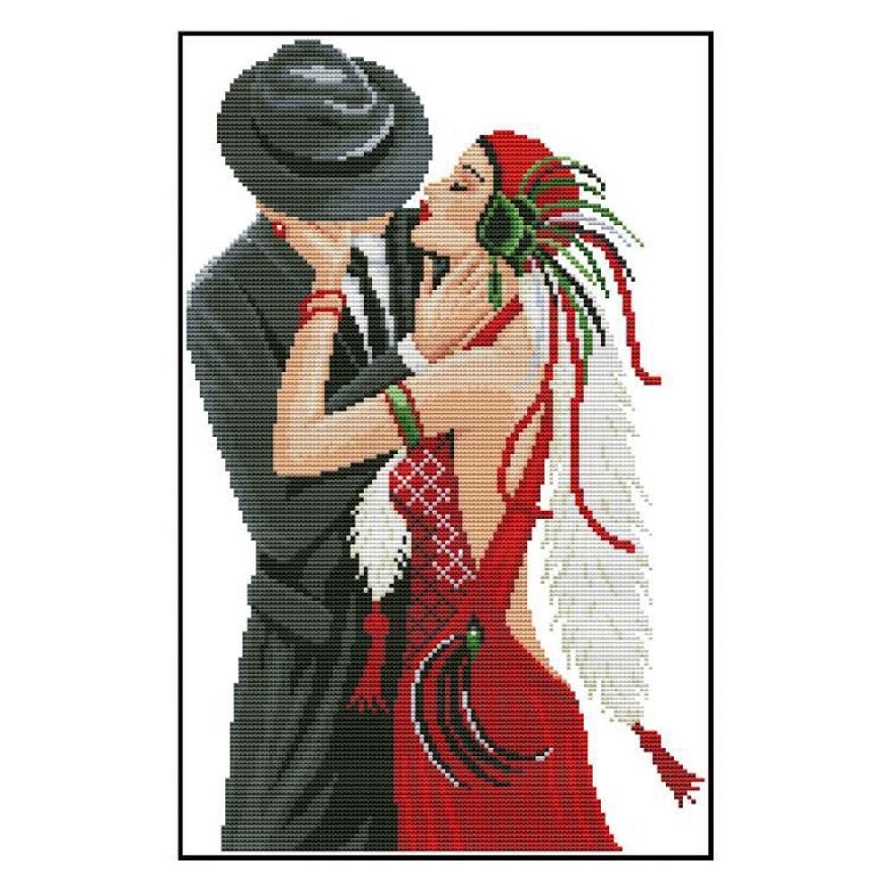 of Dancing Girls Couple Pattern Embroidery Set