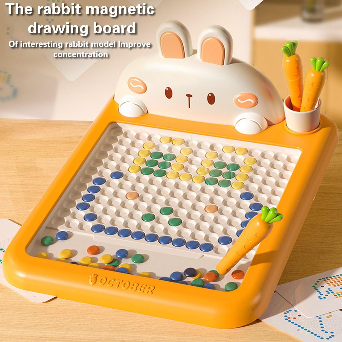 Magnetic Drawing Board Set with Chess Pieces Rabbit for Concentration