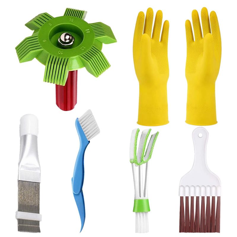 6 in 1 Air Conditioner Cleaning Tools Kit with Condenser Fin Straightener/Stainless Steel Air Refrigerator Fin Cleaner