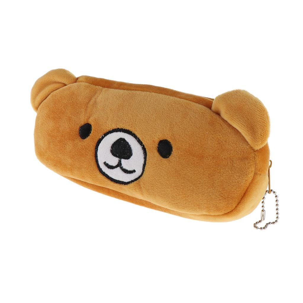 Cute Plush Pencil Bag Pencil Holder Pouch Cartoon Animal Pen Bag Bear
