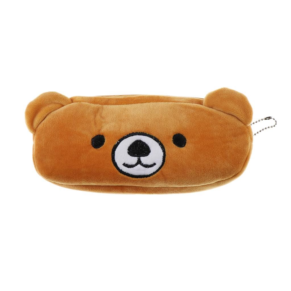 Cute Plush Pencil Bag Pencil Holder Pouch Cartoon Animal Pen Bag Bear