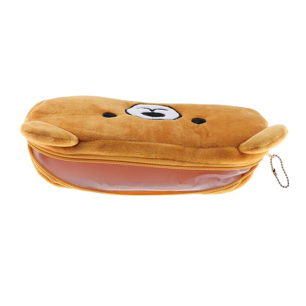 Cute Plush Pencil Bag Pencil Holder Pouch Cartoon Animal Pen Bag Bear